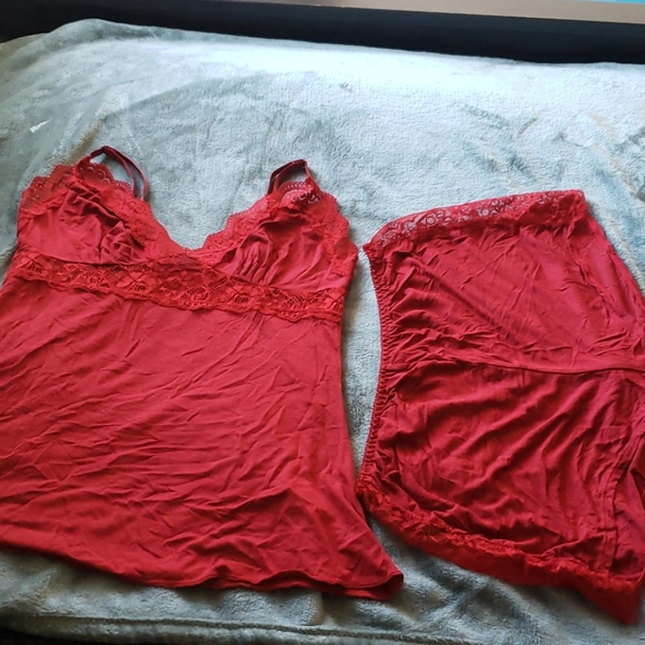 MAROON coloured cami and shorts PJ set - Picture 6 of 6